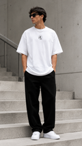 Palmex First Light Unisex-Oversize T-Shirt in Weiß aus Bio-Baumwolle – Frontansicht.
